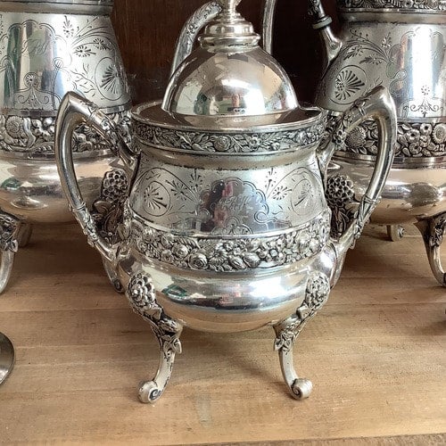 Reed & Barton 2764 Antique Silverplate Coffee Service Aesthetic